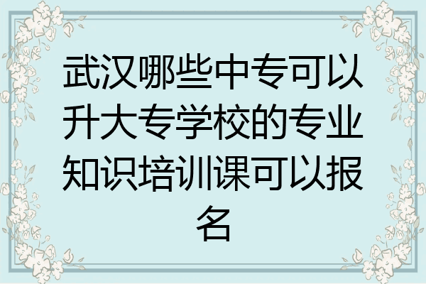 武汉哪些中专可以升大专学校的专业知识培训课可以报名