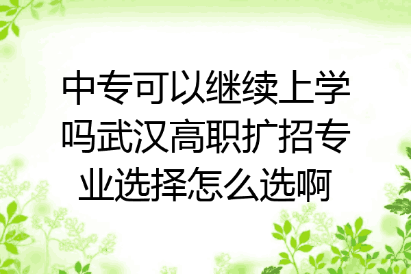 中专可以继续上学吗武汉高职扩招专业选择怎么选啊