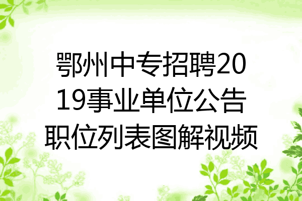 鄂州中专招聘2019事业单位公告职位列表图解视频
