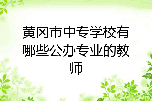 黄冈市中专学校有哪些公办专业的教师