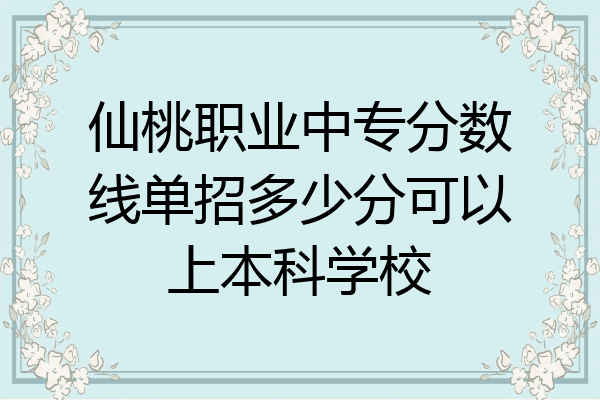 仙桃职业中专分数线单招多少分可以上本科学校