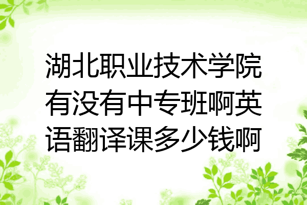 湖北职业技术学院有没有中专班啊英语翻译课多少钱啊