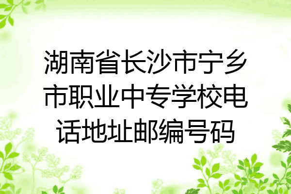 湖南省长沙市宁乡市职业中专学校电话地址邮编号码