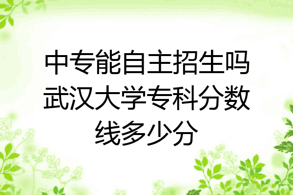 中专能自主招生吗武汉大学专科分数线多少分
