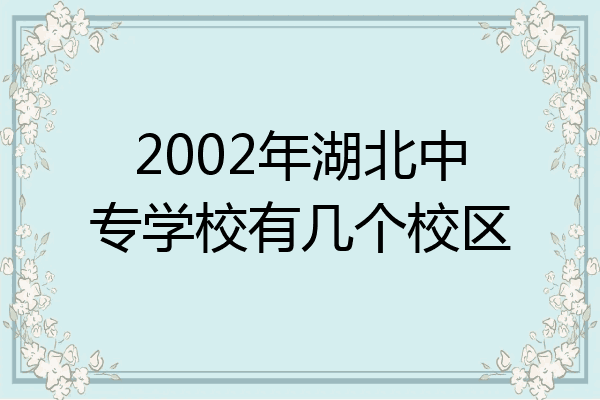 2002年湖北中专学校有几个校区