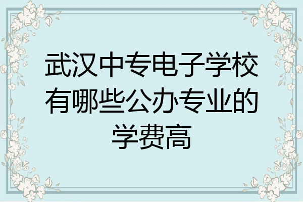 武汉中专电子学校有哪些公办专业的学费高