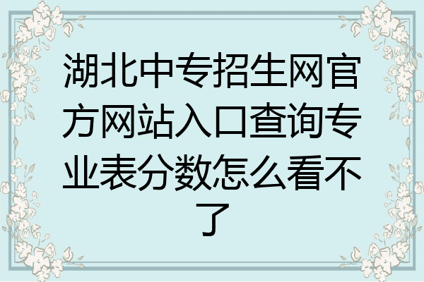 湖北中专招生网官方网站入口查询专业表分数怎么看不了