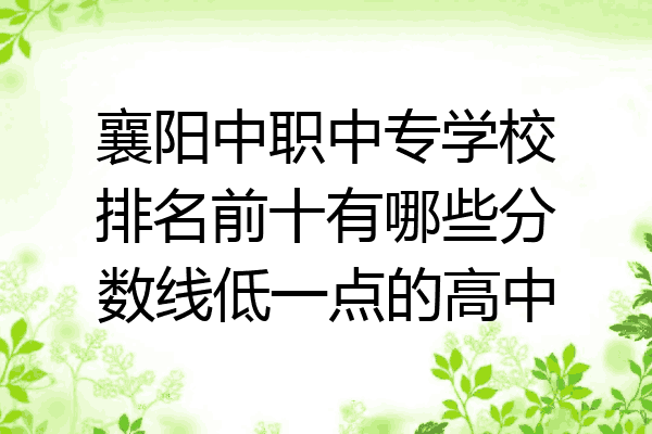 襄阳中职中专学校排名前十有哪些分数线低一点的高中