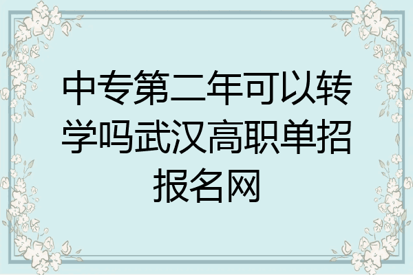 中专第二年可以转学吗武汉高职单招报名网