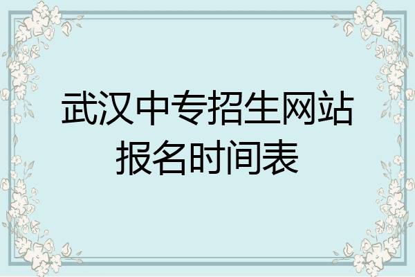 武汉中专招生网站报名时间表