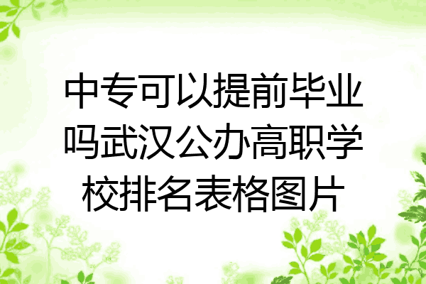 中专可以提前毕业吗武汉公办高职学校排名表格图片