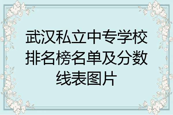 武汉私立中专学校排名榜名单及分数线表图片