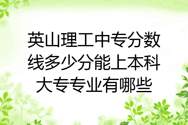 英山理工中专分数线多少分能上本科大专专业有哪些