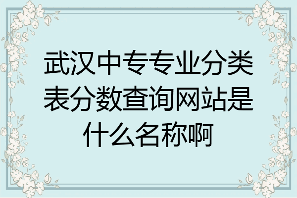 武汉中专专业分类表分数查询网站是什么名称啊