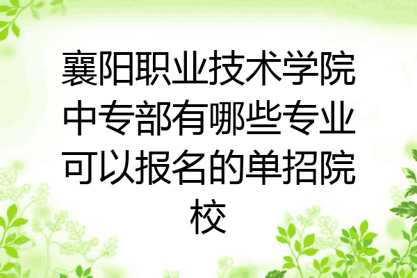 襄阳职业技术学院中专部有哪些专业可以报名的单招院校
