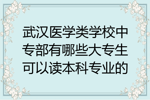 武汉医学类学校中专部有哪些大专生可以读本科专业的