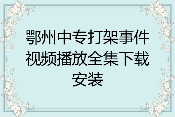 鄂州中专打架事件视频播放全集下载安装