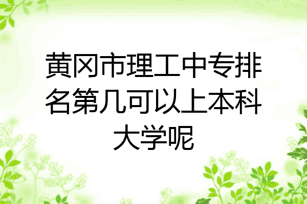 黄冈市理工中专排名第几可以上本科大学呢
