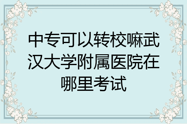 中专可以转校嘛武汉大学附属医院在哪里考试