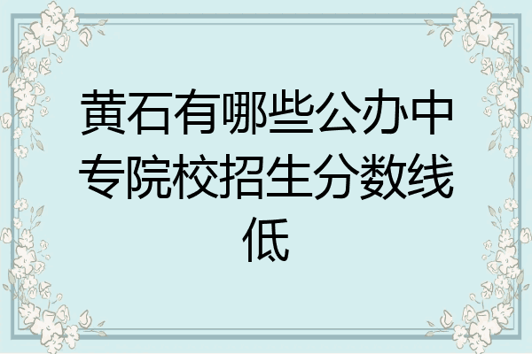 黄石有哪些公办中专院校招生分数线低