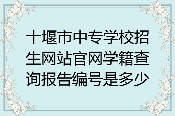 十堰市中专学校招生网站官网学籍查询报告编号是多少