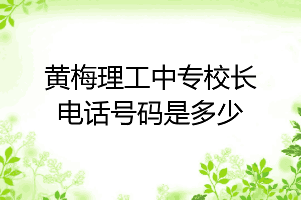 黄梅理工中专校长电话号码是多少