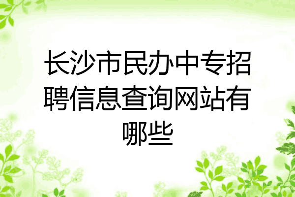 长沙市民办中专招聘信息查询网站有哪些