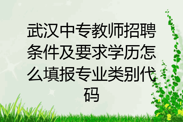 武汉中专教师招聘条件及要求学历怎么填报专业类别代码