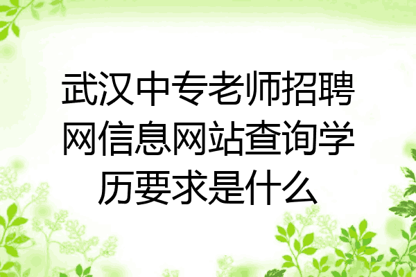 武汉中专老师招聘网信息网站查询学历要求是什么