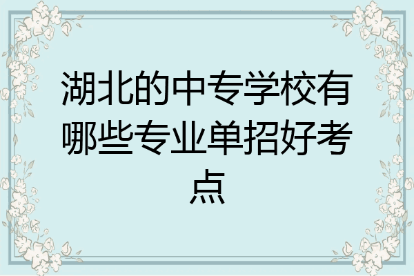 湖北的中专学校有哪些专业单招好考点