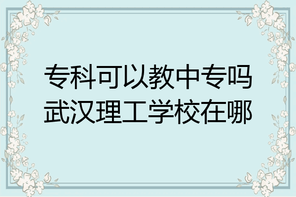 专科可以教中专吗武汉理工学校在哪
