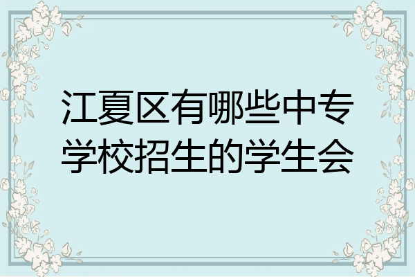 江夏区有哪些中专学校招生的学生会