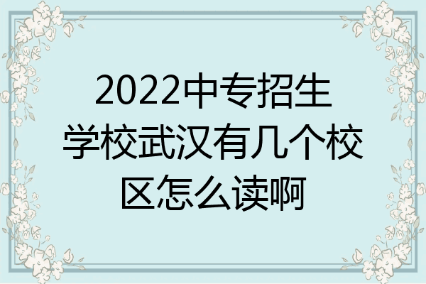 2022中专招生学校武汉有几个校区怎么读啊