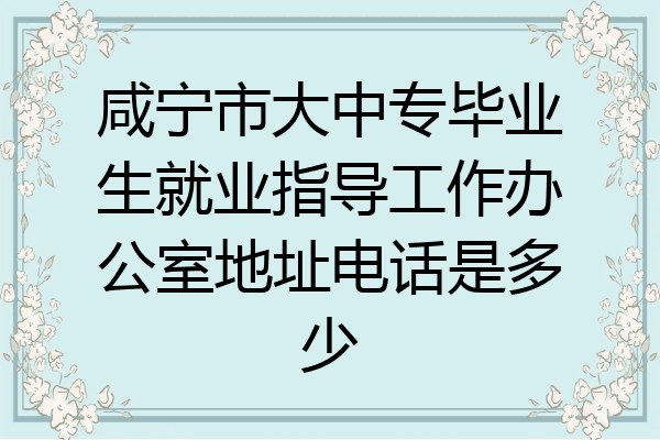 咸宁市大中专毕业生就业指导工作办公室地址电话是多少