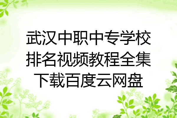 武汉中职中专学校排名视频教程全集下载百度云网盘