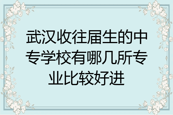 武汉收往届生的中专学校有哪几所专业比较好进
