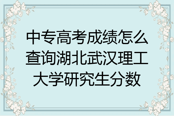 中专高考成绩怎么查询湖北武汉理工大学研究生分数