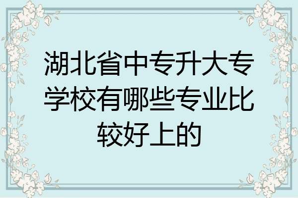 湖北省中专升大专学校有哪些专业比较好上的