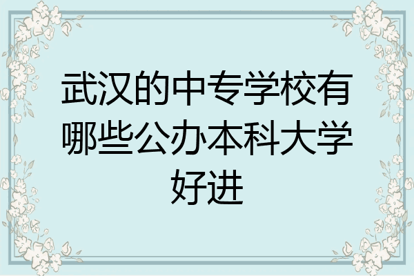 武汉的中专学校有哪些公办本科大学好进