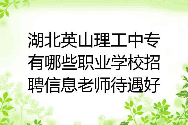湖北英山理工中专有哪些职业学校招聘信息老师待遇好