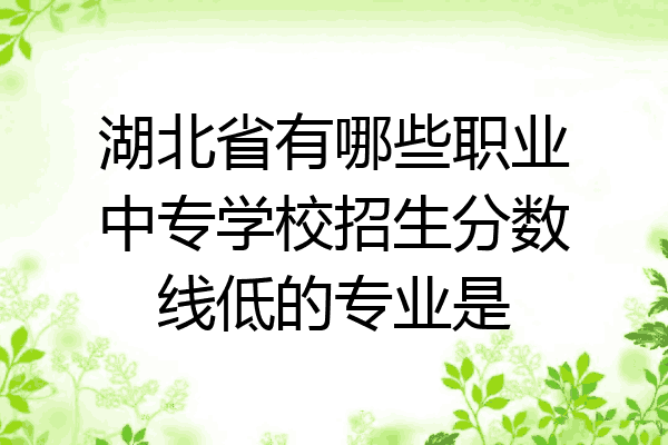 湖北省有哪些职业中专学校招生分数线低的专业是