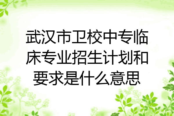武汉市卫校中专临床专业招生计划和要求是什么意思