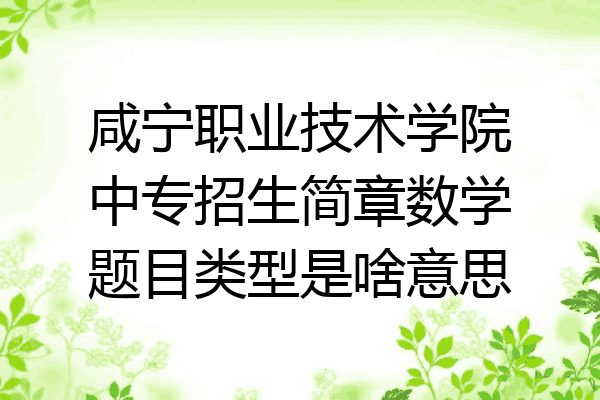 咸宁职业技术学院中专招生简章数学题目类型是啥意思