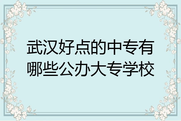 武汉好点的中专有哪些公办大专学校