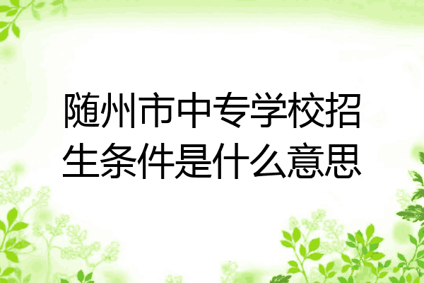 随州市中专学校招生条件是什么意思