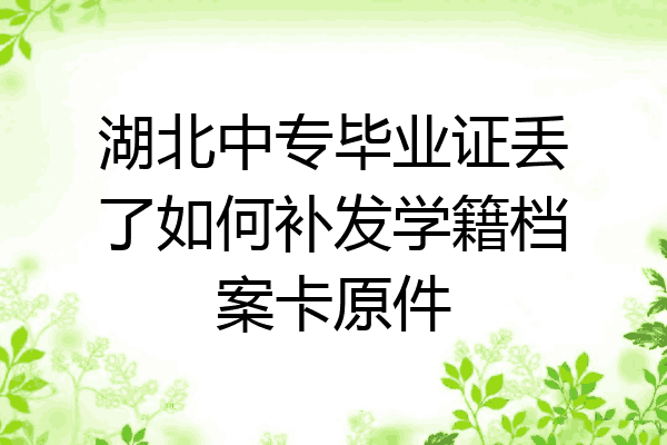 湖北中专毕业证丢了如何补发学籍档案卡原件