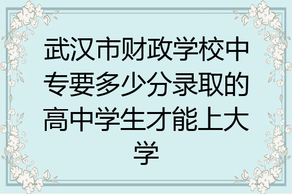 武汉市财政学校中专要多少分录取的高中学生才能上大学