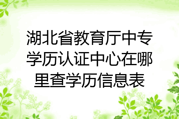 湖北省教育厅中专学历认证中心在哪里查学历信息表