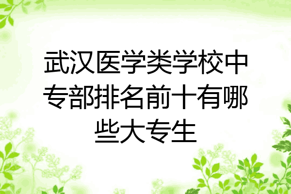 武汉医学类学校中专部排名前十有哪些大专生