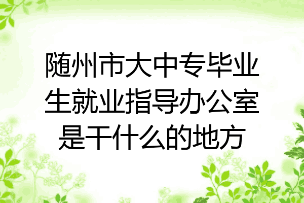 随州市大中专毕业生就业指导办公室是干什么的地方